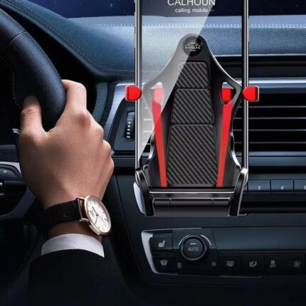 حامل جوال على مكيف السيارة ثابتة جدا بتصميم مميز يحاكي مقعد السيارة السبورت لون أسود وأحمر