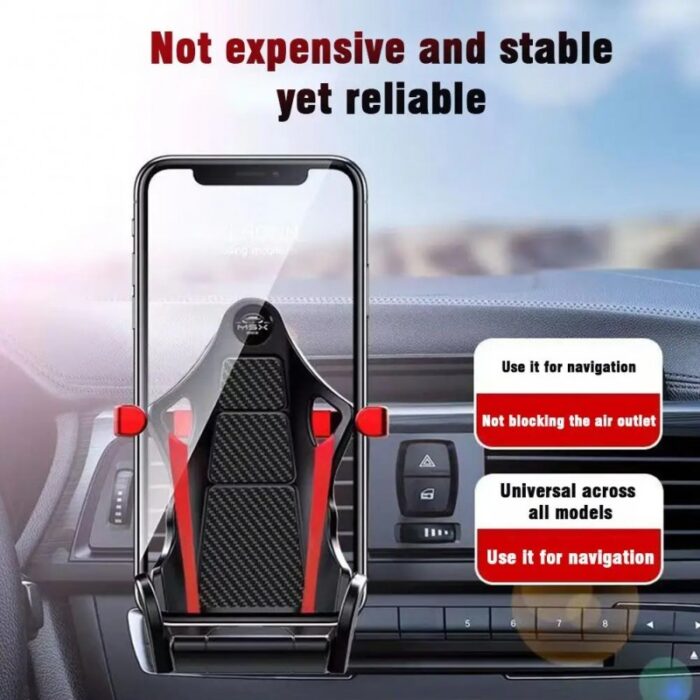 ⁦حامل جوال على مكيف السيارة ثابتة جدا بتصميم مميز يحاكي مقعد السيارة السبورت لون أسود وأحمر⁩ - الصورة ⁦5⁩