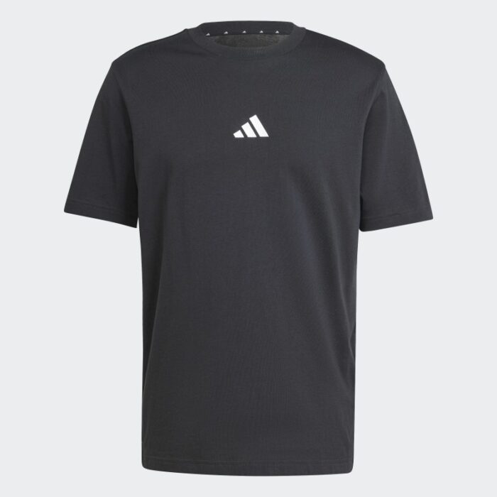 ⁦adidas Men's Essentials Small Logo Single Jersey T-Shirt- Black⁩ - الصورة ⁦2⁩