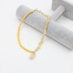 ⁦سنسال ميكس حجر الفيروز الأصفر مع حجر العقيق الطبيعي ( صناعة يدوية )⁩ - الصورة ⁦3⁩