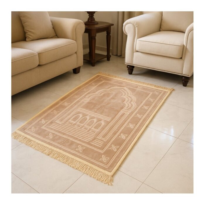 103385522_686a5a7dee26a سجادة صلاة مخمل ثقيلة 120 * 80 سم لون بيج - الصورة 1