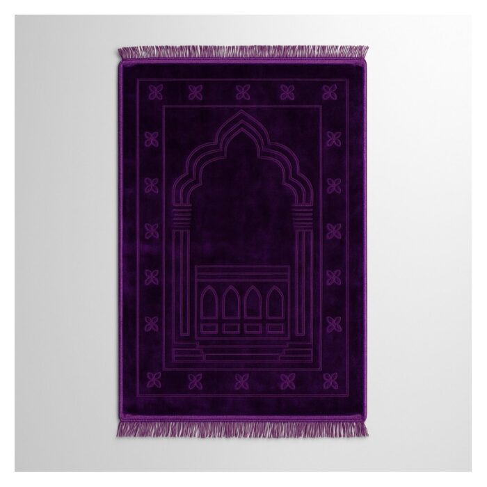 ⁦سجادة صلاة مخمل ثقيلة 120 * 80 سم لون بنفسجي⁩ - الصورة ⁦1⁩