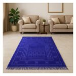 ⁦سجادة صلاة مخمل ثقيلة 120 * 80 سم لون نيلي⁩ - الصورة ⁦2⁩