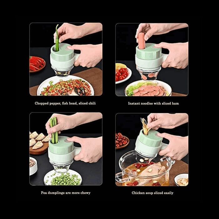 ⁦Electric vegetable slicer 4 in 1-طقم قطاعة خضروات كهربائية محمولة باليد 4 في 1 متعددة الوظائف⁩ - الصورة ⁦3⁩