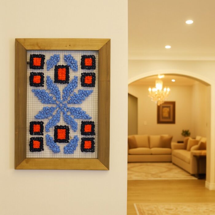 103385617_6866be4ff3adc برواز شبك بتطريز نجمة لون برتقالي وكحلي وأزرق سماوي - الصورة 1