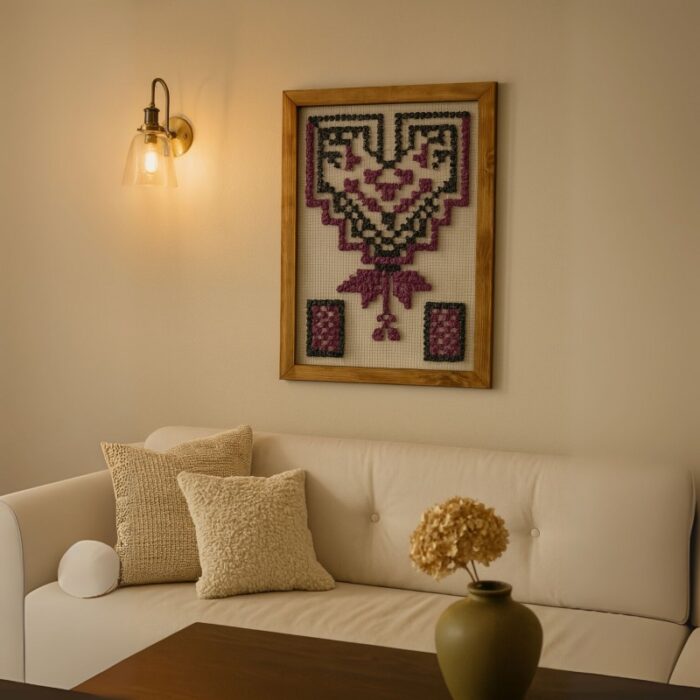 103385620_6866be54cecde برواز شبك حجم كبير تطريز فلاحي قبة ثوب لون نهدي وسكني - الصورة 1