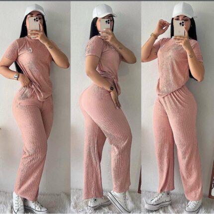 بيجامة ستاتية لون زهري One Size