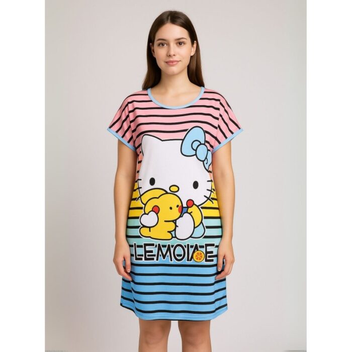 103385658_686c21b384d45 قميص نوم لون زهري مخطط - الصورة 1