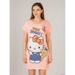 ⁦قميص نوم لون زهري بتصميم قط⁩ - الصورة ⁦4⁩