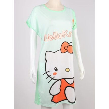 قميص نوم لون أخضر بتصميم قط