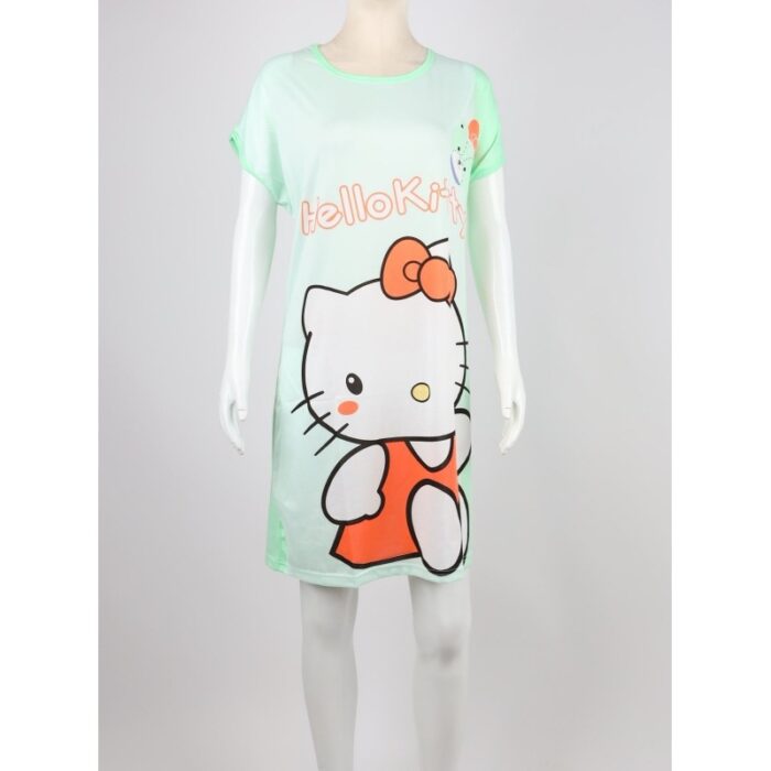 ⁦قميص نوم لون أخضر بتصميم قط⁩ - الصورة ⁦3⁩