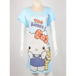 قميص نوم لون أزرق بتصميم قطة