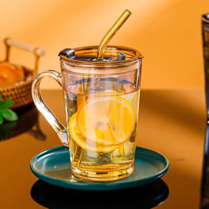 ⁦فنجان زجاج مع غطاء ومقبض⁩ - الصورة ⁦2⁩