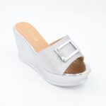 بابوج روكي بكعب عالي للنساء لون فضي