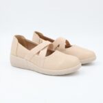 ⁦كندرة ستاتي جلد بحزام مطاطي للنساء لون بيج⁩ - الصورة ⁦7⁩