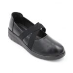 ⁦كندرة ستاتي جلد بحزام مطاطي للنساء لون أسود⁩ - الصورة ⁦2⁩