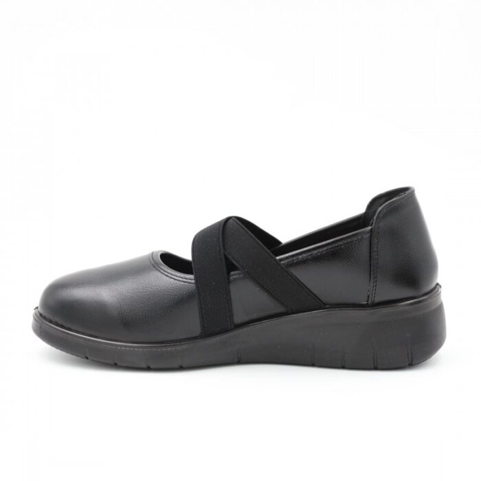 ⁦كندرة ستاتي جلد بحزام مطاطي للنساء لون أسود⁩ - الصورة ⁦6⁩