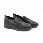 ⁦كندرة ستاتي جلد برباط للنساء لون أسود⁩ - الصورة ⁦3⁩