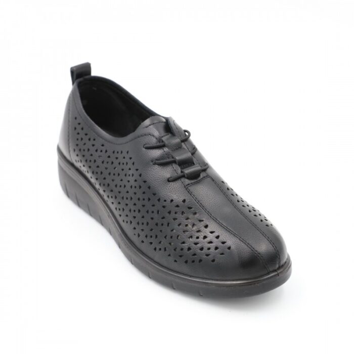 ⁦كندرة ستاتي جلد برباط للنساء لون أسود⁩ - الصورة ⁦5⁩