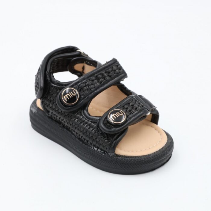 ⁦صندل بناتي للاطفال لون أسود⁩ - الصورة ⁦7⁩