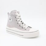 حذاء كاجوال ساق طويل ستاتي لون سكني وأبيض