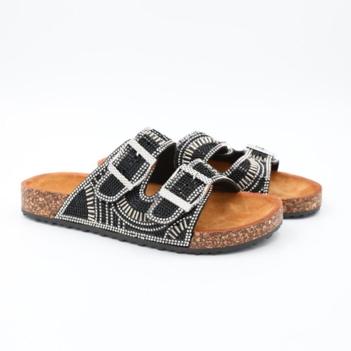 ⁦شبشب ستاتي مزخرف للنساء لون أسود⁩ - الصورة ⁦4⁩