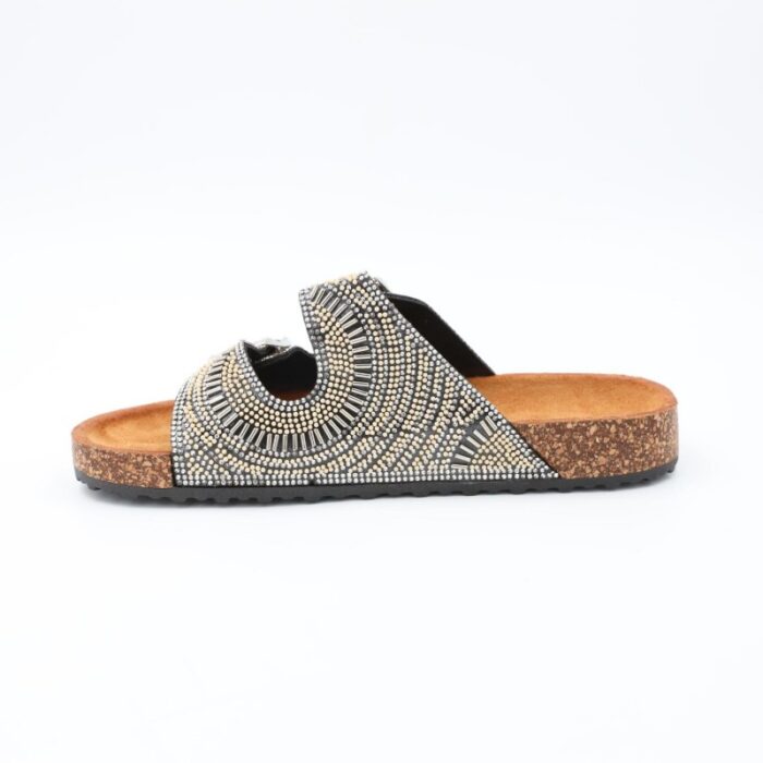 ⁦شبشب ستاتي مزخرف للنساء لون فضي وبيج⁩ - الصورة ⁦4⁩