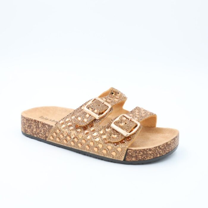 ⁦شبشب ستاتي مزخرف للنساء لون ذهبي⁩ - الصورة ⁦2⁩