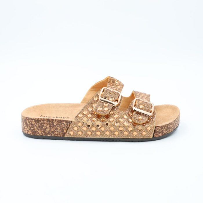 ⁦شبشب ستاتي مزخرف للنساء لون ذهبي⁩ - الصورة ⁦3⁩