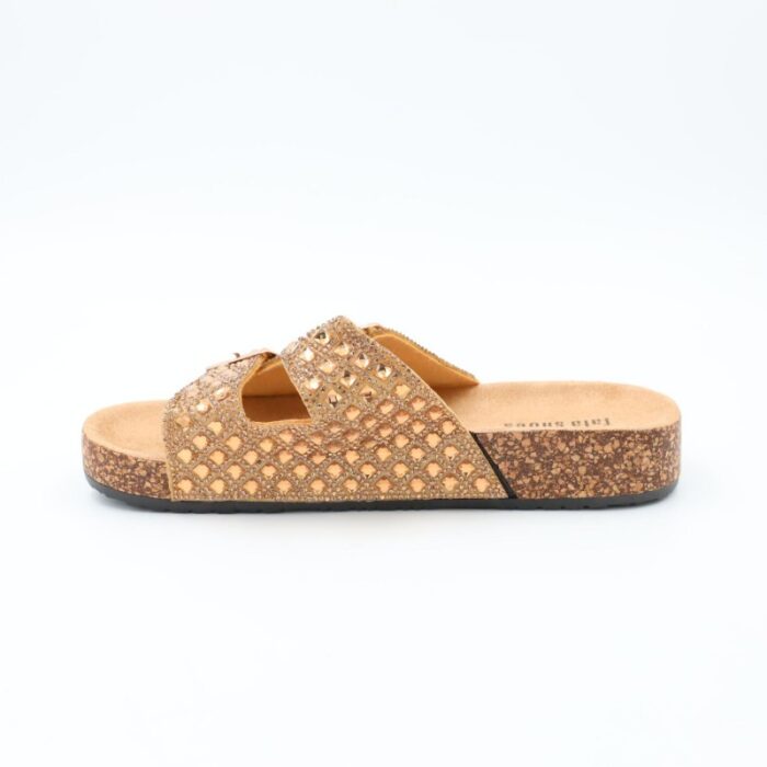 ⁦شبشب ستاتي مزخرف للنساء لون ذهبي⁩ - الصورة ⁦4⁩