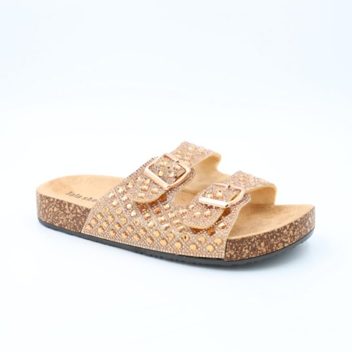 ⁦شبشب ستاتي مزخرف للنساء لون عسلي⁩ - الصورة ⁦2⁩