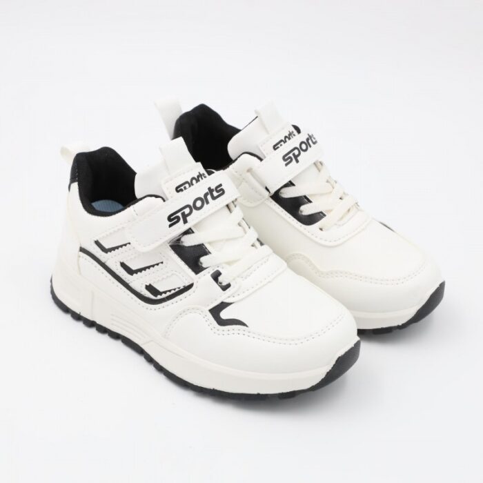 103385859_686c23d304bcf بوت رياضي جلد للأطفال لون أبيض - الصورة 1