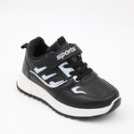 ⁦بوت رياضي جلد للأطفال لون أبيض ونعل أبيض⁩ - الصورة ⁦3⁩