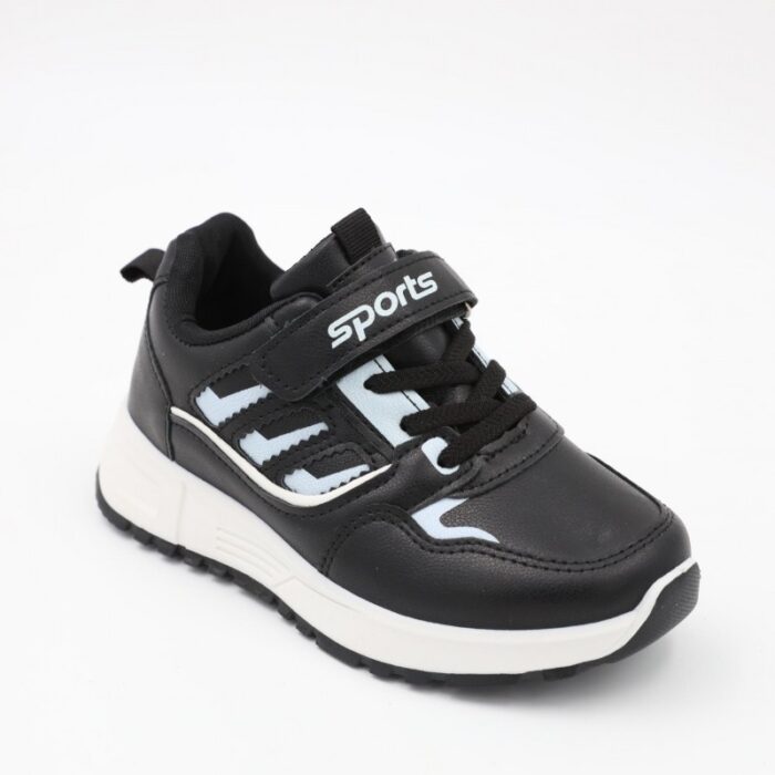 ⁦بوت رياضي جلد للأطفال لون أبيض ونعل أبيض⁩ - الصورة ⁦3⁩