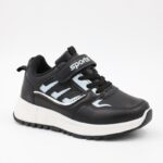 ⁦بوت رياضي جلد للأطفال لون أبيض ونعل أبيض⁩ - الصورة ⁦4⁩