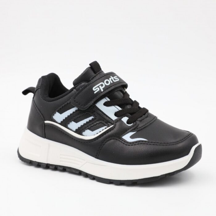 ⁦بوت رياضي جلد للأطفال لون أبيض ونعل أبيض⁩ - الصورة ⁦4⁩