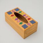 صندوق مناديل حشب زيتون مستطيل ملون حجم 24*12 سم