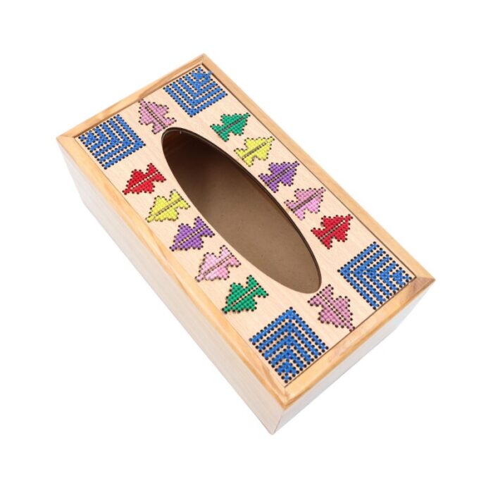 ⁦صندوق مناديل حشب زيتون مستطيل ملون حجم 24*12 سم⁩ - الصورة ⁦2⁩