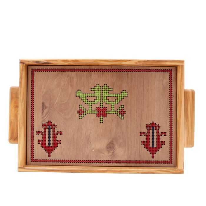 ⁦صينية الخليل تطريز على الخشب حجم 37*22.5 سم⁩ - الصورة ⁦3⁩