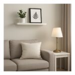 رف خشبي لون أبيض 60 * 13 سم