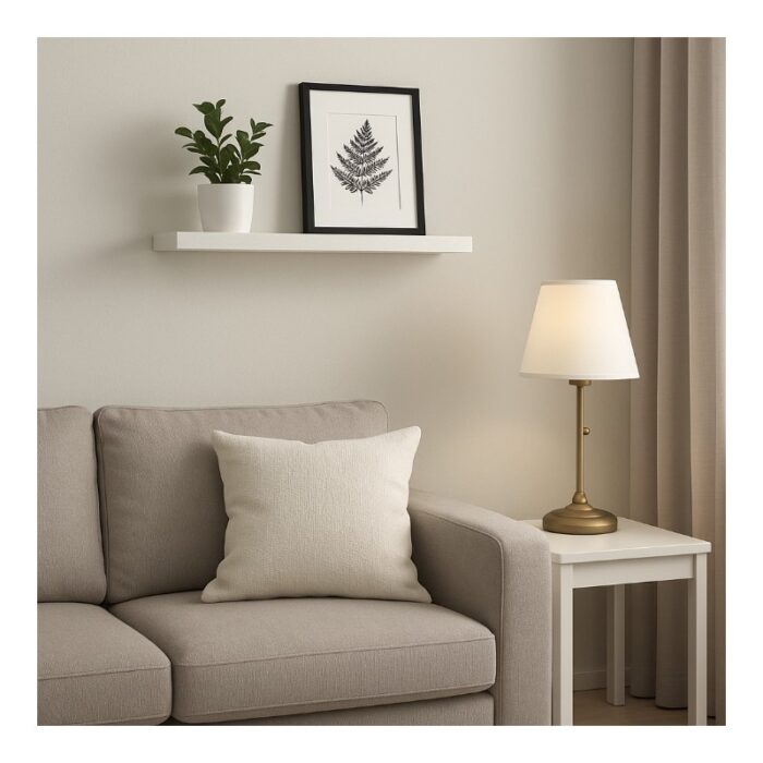 ⁦رف خشبي لون أبيض 60 * 13 سم⁩ - الصورة ⁦1⁩