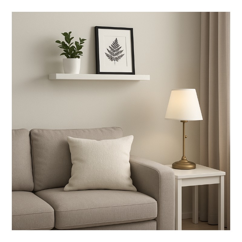 ⁦رف خشبي لون أبيض 60 * 13 سم⁩ - الصورة ⁦1⁩