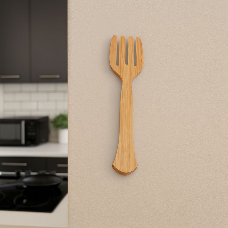 ⁦قطعة ديكور من الخشب على شكل شوكة 25 سم⁩ - الصورة ⁦1⁩