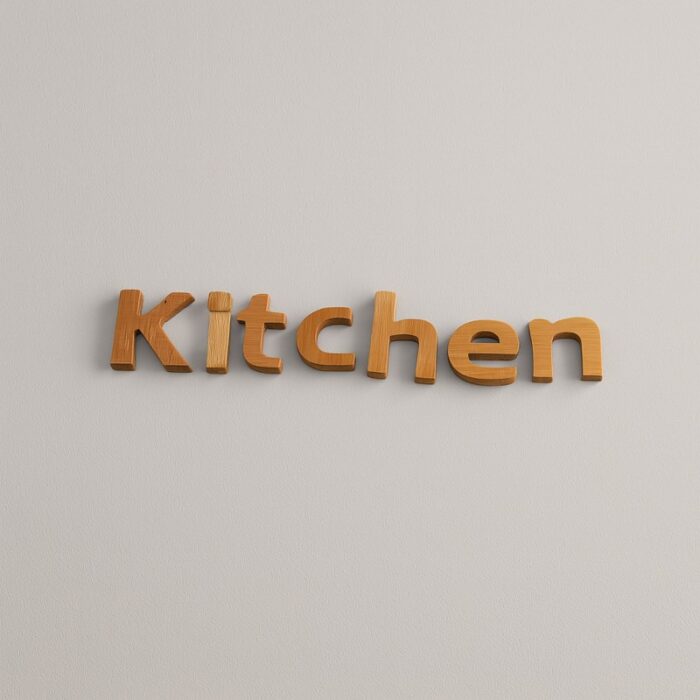 ⁦قطعة ديكورللمطبخ من الخشب بتصميم كلمة Kitchen⁩ - الصورة ⁦2⁩