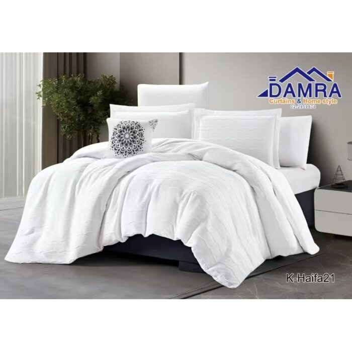 ⁦طقم لحاف صيفي (6 قطع) حجم مزوج من ضمرة K-HAIFA21 لون أبيض⁩ - الصورة ⁦1⁩