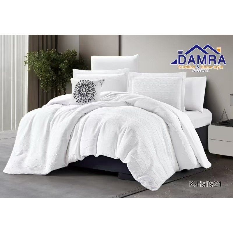 ⁦طقم لحاف صيفي (6 قطع) حجم مزوج من ضمرة K-HAIFA21 لون أبيض⁩ - الصورة ⁦1⁩