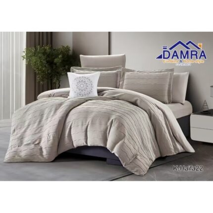 طقم لحاف صيفي (6 قطع) حجم مزوج من ضمرة K-HAIFA22 لون رمادي