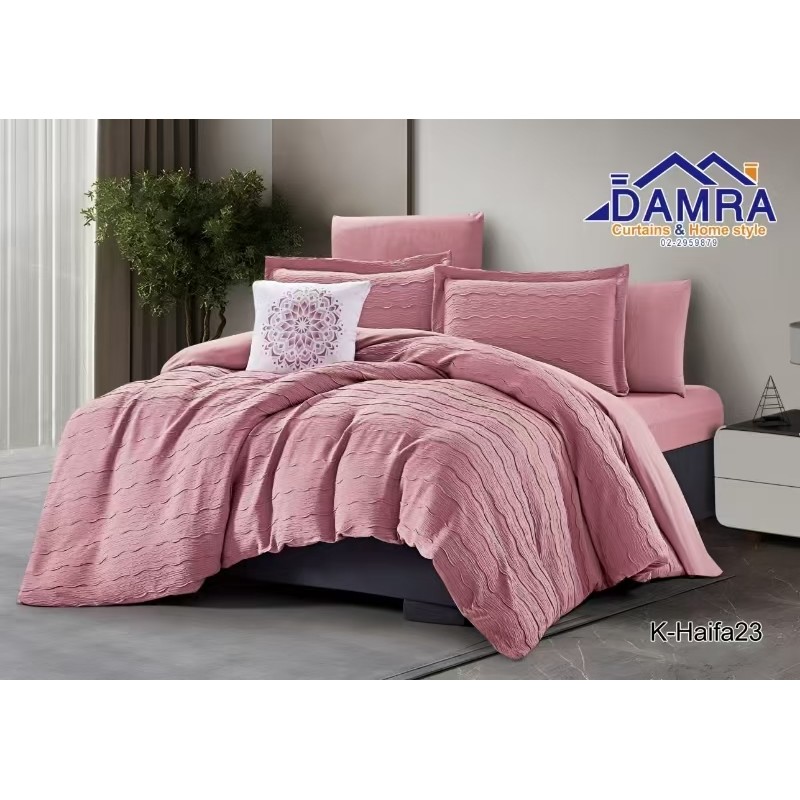 ⁦طقم لحاف صيفي (6 قطع) حجم مزوج من ضمرة K-HAIFA23 لون زهري⁩ - الصورة ⁦1⁩