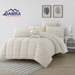 طقم لحاف صيفي (6 قطع) حجم مزوج من ضمرة K-HAIFA31 لون أبيض مخطط بألوان