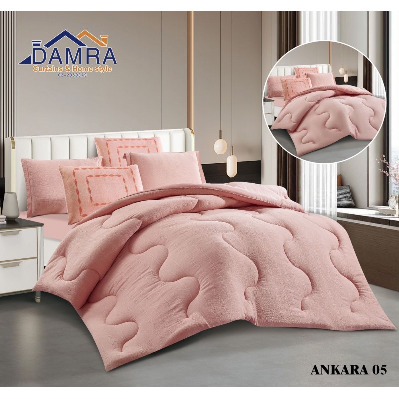 ⁦طقم لحاف صيفي (6 قطع) حجم مزوج من ضمرة لون زهري فاتح⁩ - الصورة ⁦1⁩